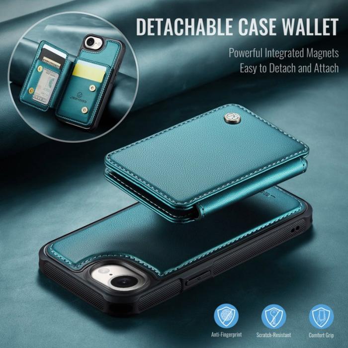 JEEHOOD - JEEHOOD J05 Fodral för iPhone 16e i läder med kortficka - Blå