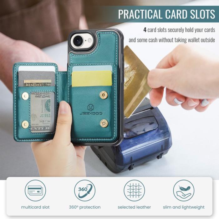 JEEHOOD - JEEHOOD J05 Fodral för iPhone 16e i läder med kortficka - Blå