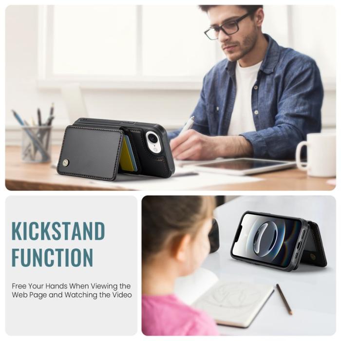 JEEHOOD - JEEHOOD J05 Fodral för iPhone 16e i Läder med Magnetväska - Svart