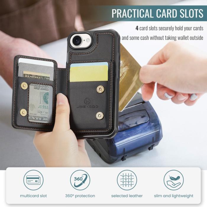 JEEHOOD - JEEHOOD J05 Fodral för iPhone 16e i Läder med Magnetväska - Svart