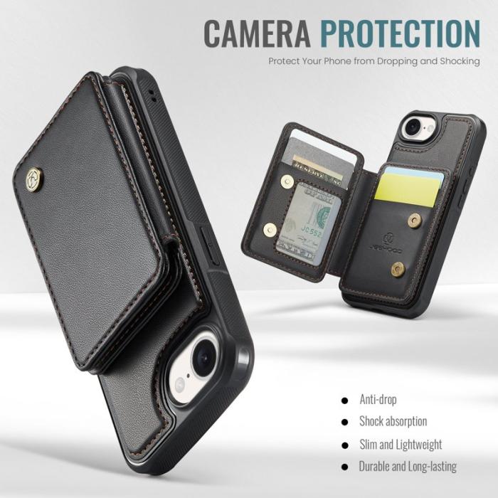 JEEHOOD - JEEHOOD J05 Fodral för iPhone 16e i Läder med Magnetväska - Svart