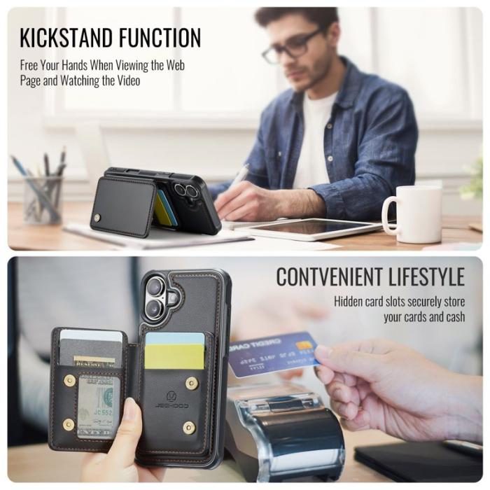 JEEHOOD - JEEHOOD J05 Fodral för iPhone 17 i Läder med Magnetisk Väska - Svart