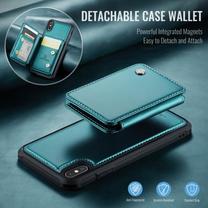 JEEHOOD - JEEHOOD J05 Fodral för iPhone XS Max i läder - Cyan