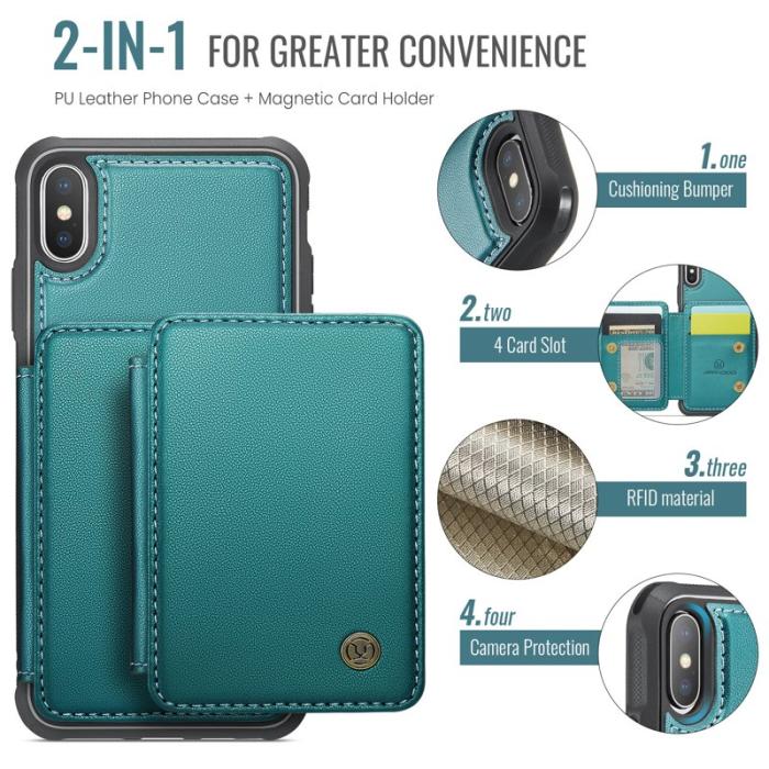 JEEHOOD - JEEHOOD J05 Fodral för iPhone XS Max i läder - Cyan