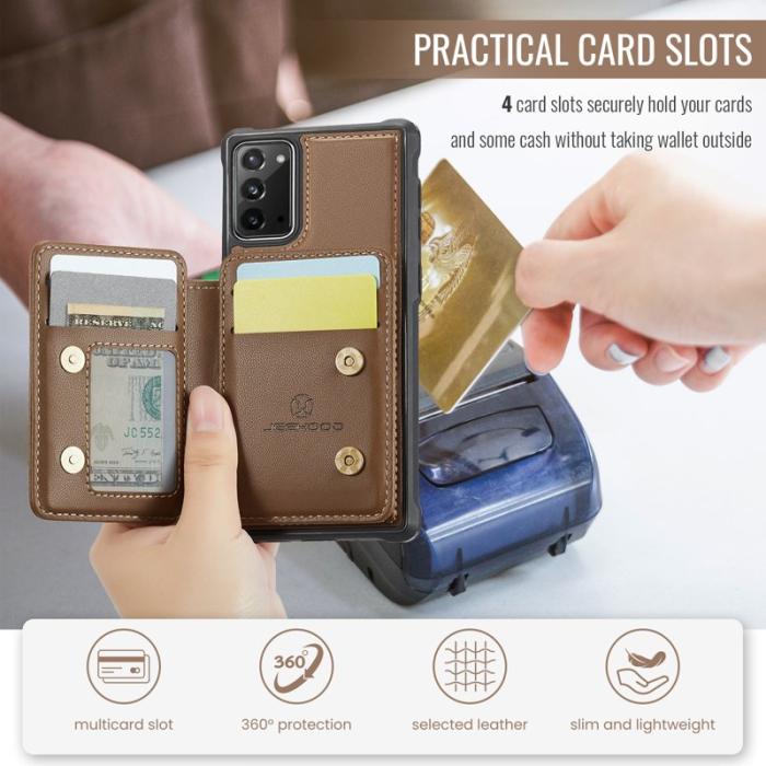 JEEHOOD - JEEHOOD J05 Fodral för Samsung Galaxy Note20 i läder - Brun