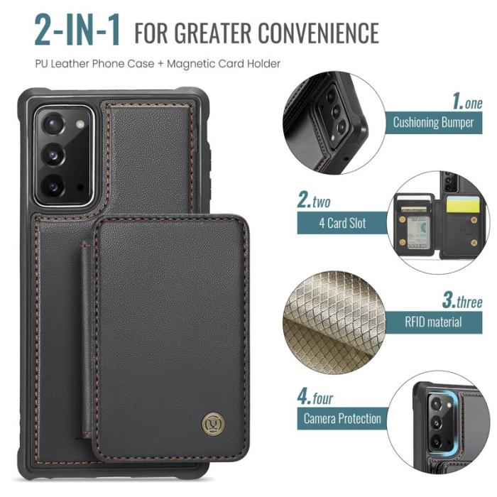 JEEHOOD - JEEHOOD J05 Fodral för Samsung Galaxy Note20 - Läder - Svart