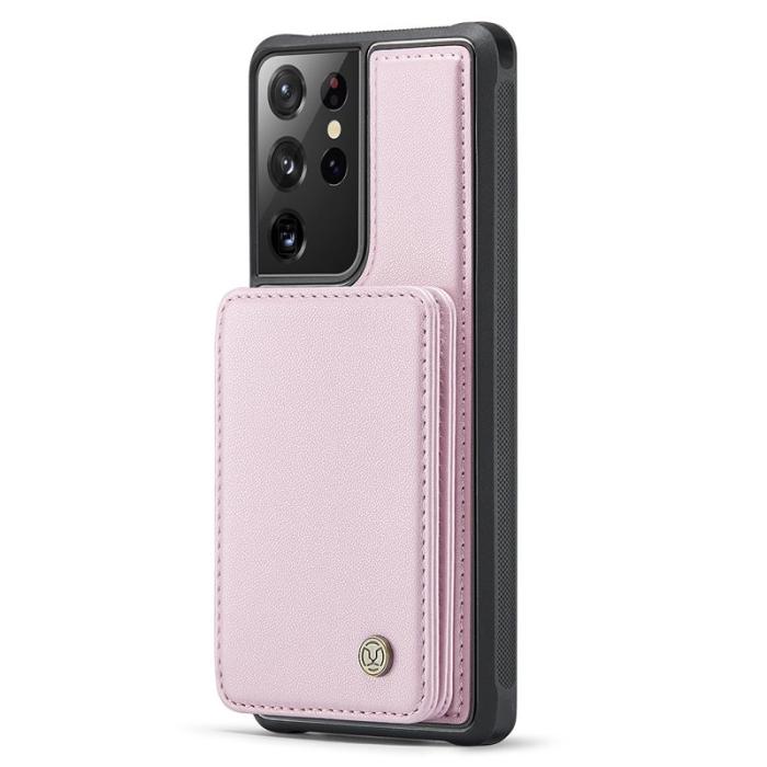 JEEHOOD - JEEHOOD J05 Fodral för Samsung Galaxy S21 Ultra 5G Läder Rosa