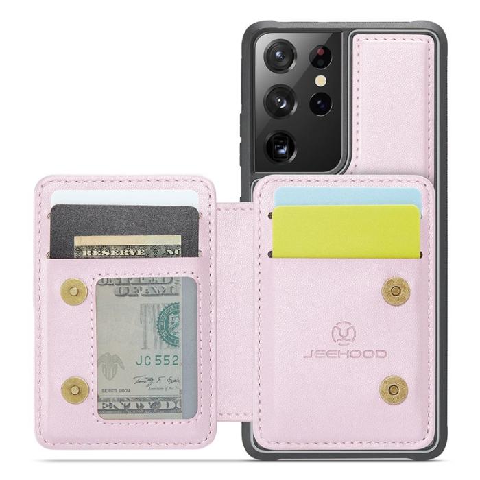 JEEHOOD - JEEHOOD J05 Fodral för Samsung Galaxy S21 Ultra 5G Läder Rosa