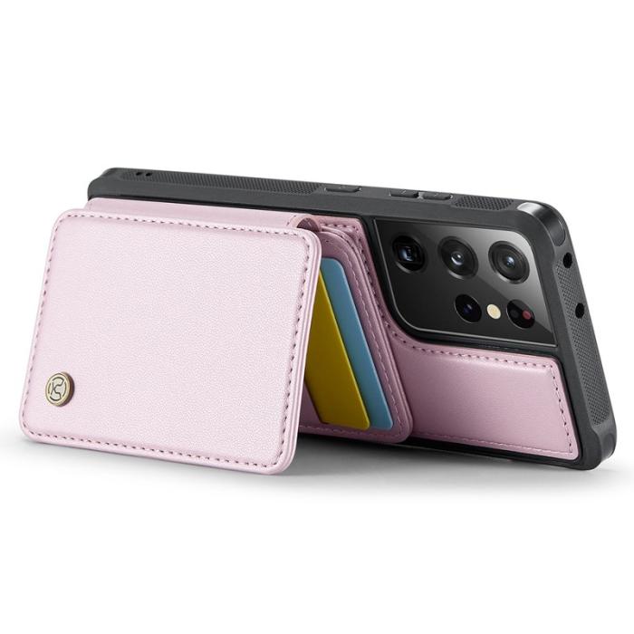 JEEHOOD - JEEHOOD J05 Fodral för Samsung Galaxy S21 Ultra 5G Läder Rosa