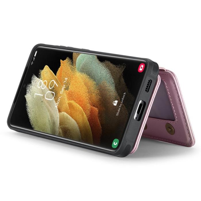 JEEHOOD - JEEHOOD J05 Fodral för Samsung Galaxy S21 Ultra 5G Läder Rosa
