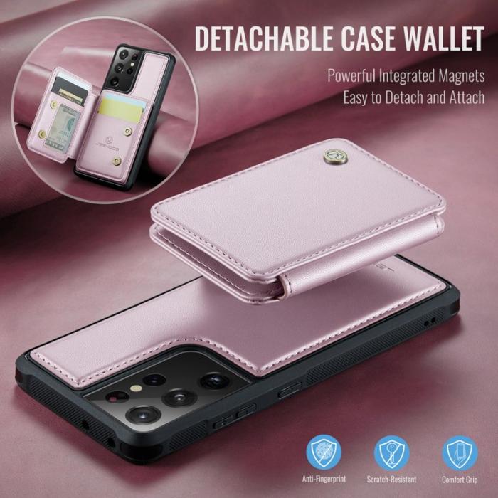 JEEHOOD - JEEHOOD J05 Fodral för Samsung Galaxy S21 Ultra 5G Läder Rosa