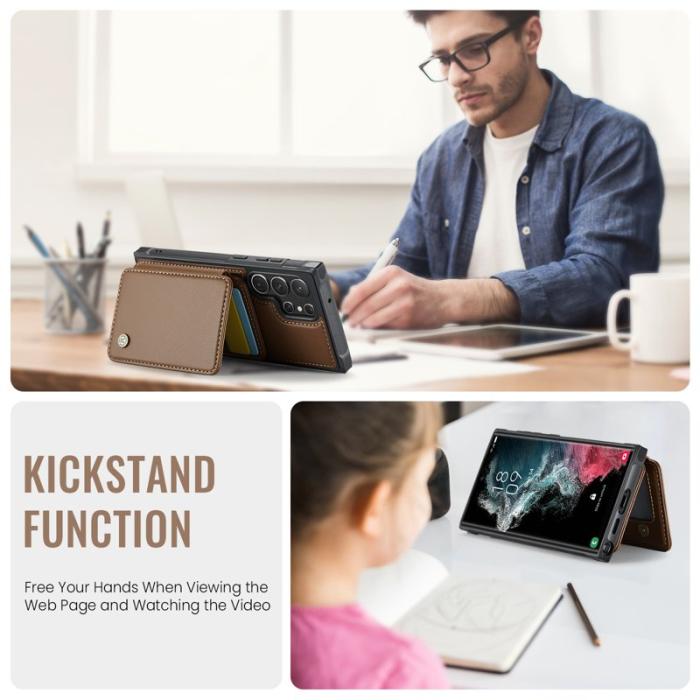 JEEHOOD - JEEHOOD J05 Fodral för Samsung Galaxy S22 Ultra 5G - Brun