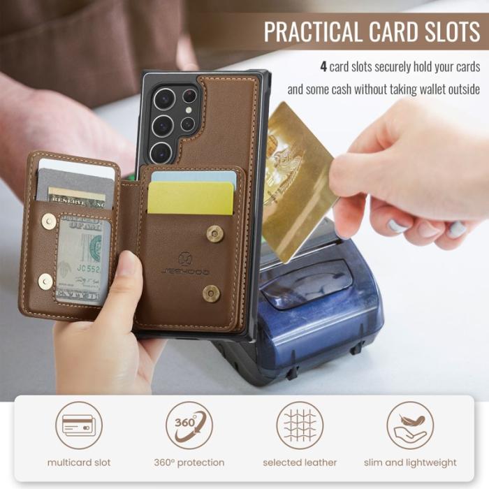 JEEHOOD - JEEHOOD J05 Fodral för Samsung Galaxy S22 Ultra 5G - Brun