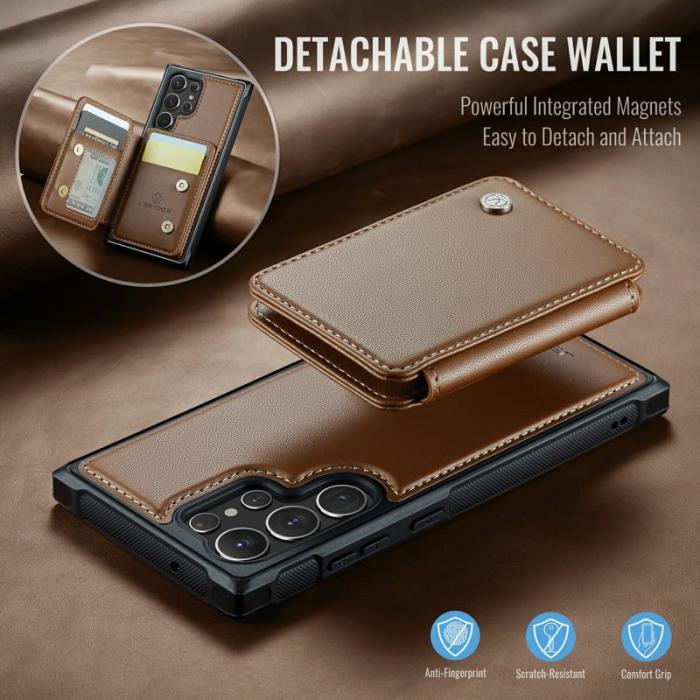 JEEHOOD - JEEHOOD J05 Fodral för Samsung Galaxy S23 Ultra Läder Brun