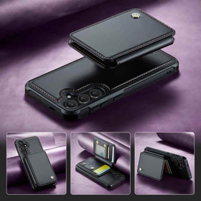 JEEHOOD - JEEHOOD J05 Fodral för Samsung Galaxy S25+ i läder - Svart