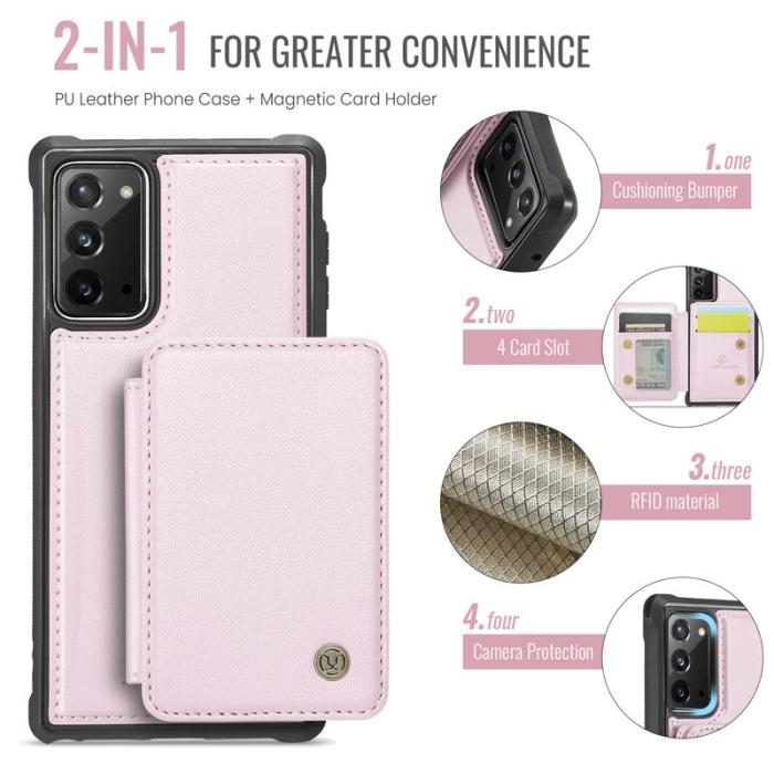 JEEHOOD - JEEHOOD J05 Fodral till Samsung Galaxy Note20 i läder - Rosa