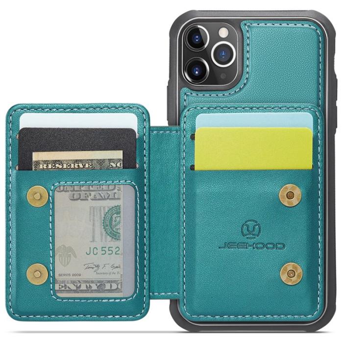 JEEHOOD - JEEHOOD J05 iPhone 11 Pro Max Skal Läder med Kortfack Cyan