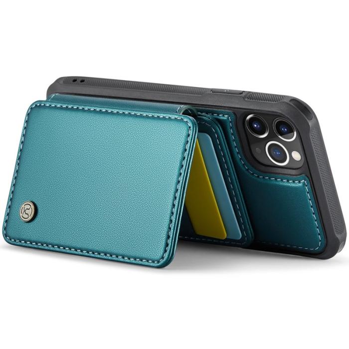 JEEHOOD - JEEHOOD J05 iPhone 11 Pro Max Skal Läder med Kortfack Cyan