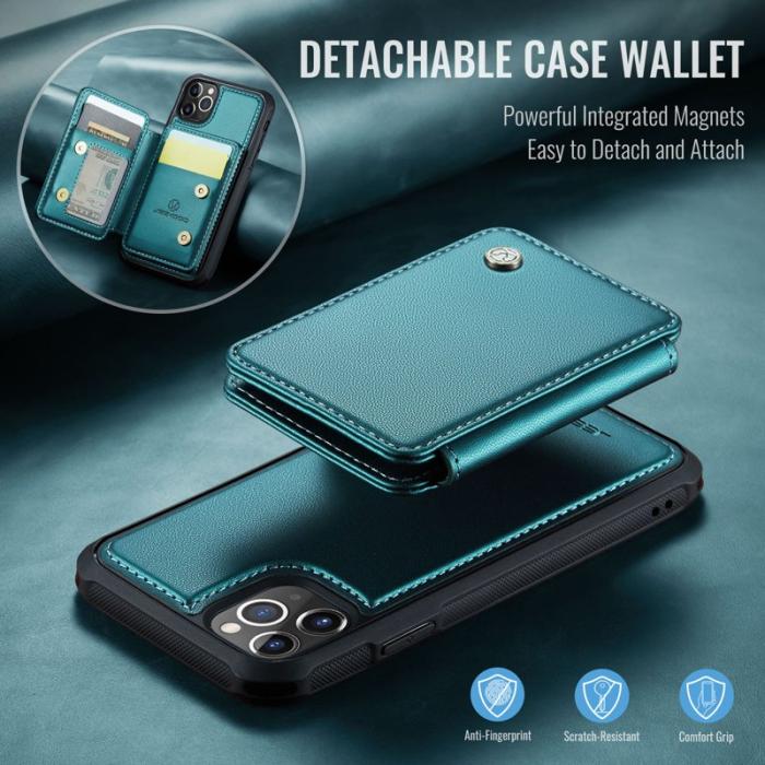 JEEHOOD - JEEHOOD J05 iPhone 11 Pro Max Skal Läder med Kortfack Cyan