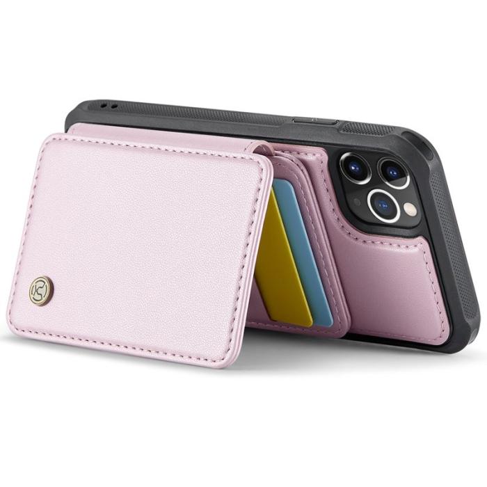 JEEHOOD - JEEHOOD J05 iPhone 11 Pro Max Skal Läder med Kortfack - Rosa