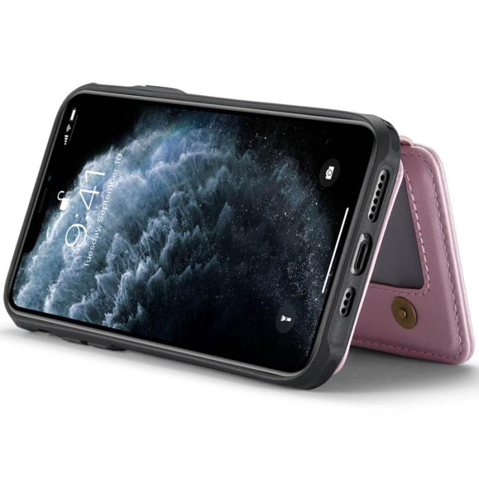 JEEHOOD - JEEHOOD J05 iPhone 11 Pro Max Skal Läder med Kortfack - Rosa