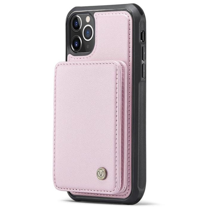 JEEHOOD - JEEHOOD J05 iPhone 11 Pro Max Skal Läder med Kortfack - Rosa