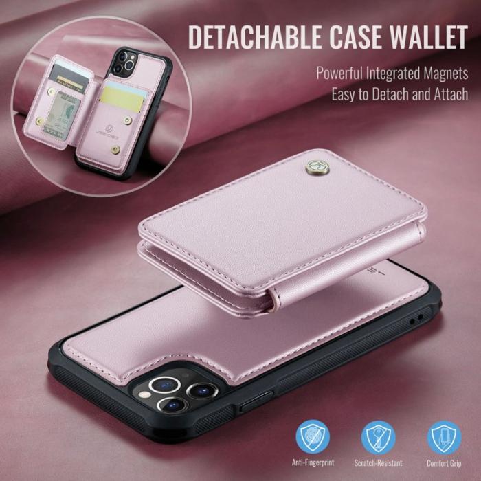JEEHOOD - JEEHOOD J05 iPhone 11 Pro Max Skal Läder med Kortfack - Rosa