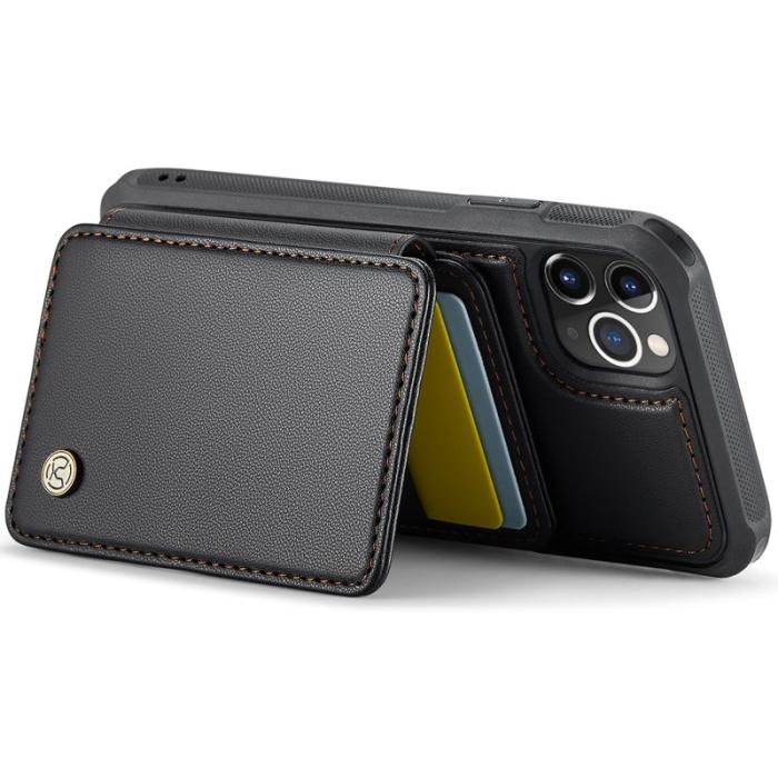 JEEHOOD - JEEHOOD J05 iPhone 11 Pro Max Skal Läder med Kortfack - Svart