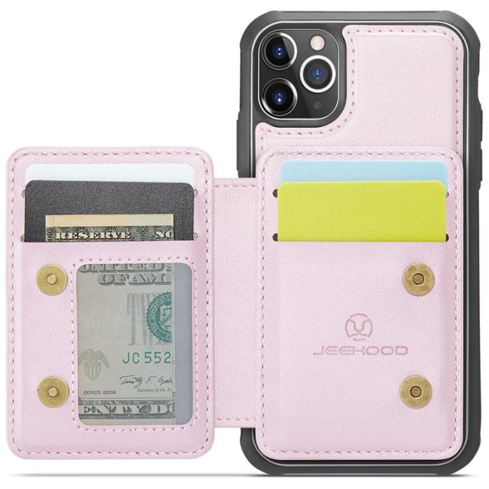 JEEHOOD - JEEHOOD J05 iPhone 11 Pro Skal Läder Mobilfodral Rosa