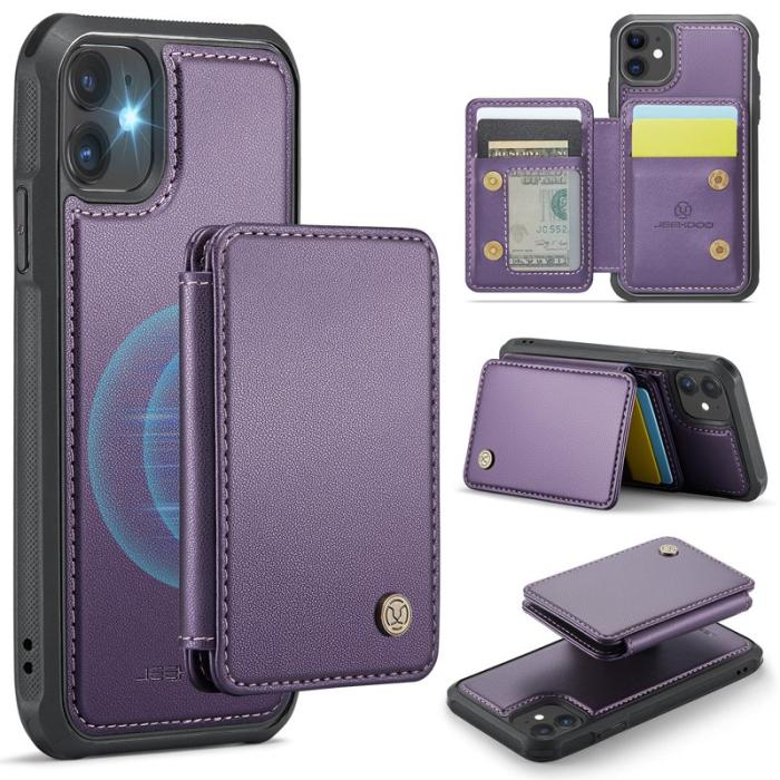 JEEHOOD - JEEHOOD J05 iPhone 11 Skal Läder Mobilfodral Lila