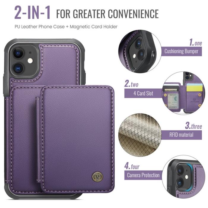 JEEHOOD - JEEHOOD J05 iPhone 11 Skal Läder Mobilfodral Lila