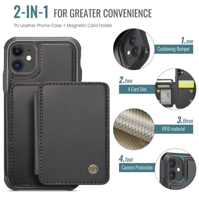 JEEHOOD - JEEHOOD J05 iPhone 11 Skal Läder Mobilfodral Svart