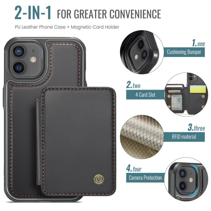 JEEHOOD - JEEHOOD J05 iPhone 12 / 12 Pro Fodral Läder med Kortficka - Svart