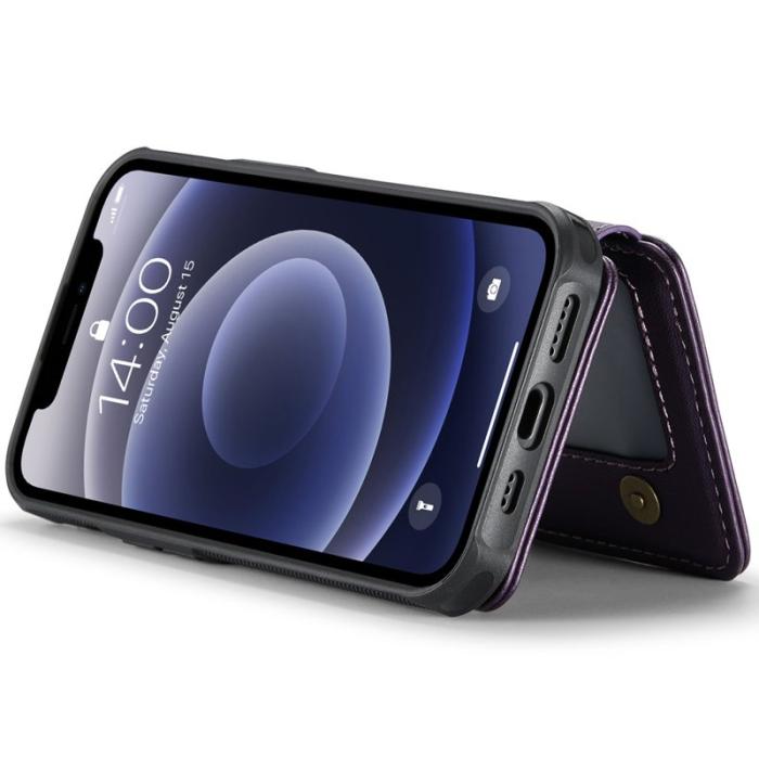 JEEHOOD - JEEHOOD J05 iPhone 12 / 12 Pro Skal Läder med Magnetficka Lila