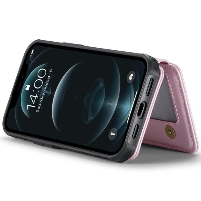 JEEHOOD - JEEHOOD J05 iPhone 12 Pro Max Skal Läder med Kortfack - Rosa