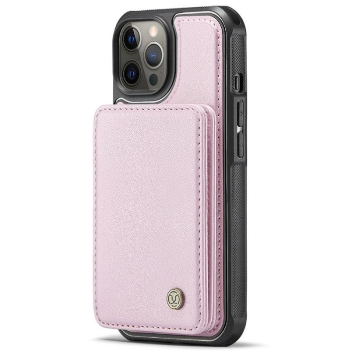 JEEHOOD - JEEHOOD J05 iPhone 12 Pro Max Skal Läder med Kortfack - Rosa