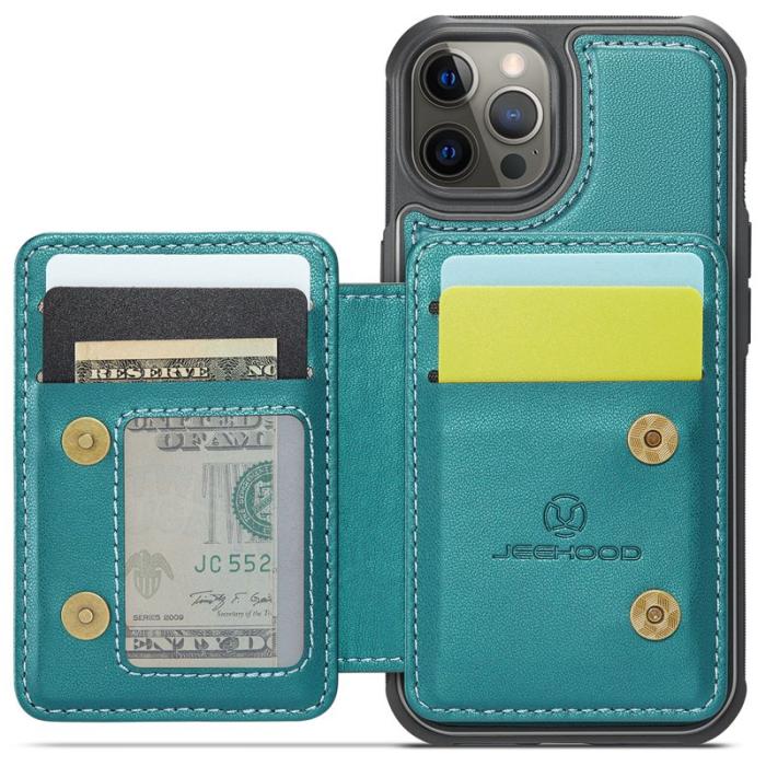 JEEHOOD - JEEHOOD J05 iPhone 12 Pro Max Skal Läder med Magnetficka Cyan