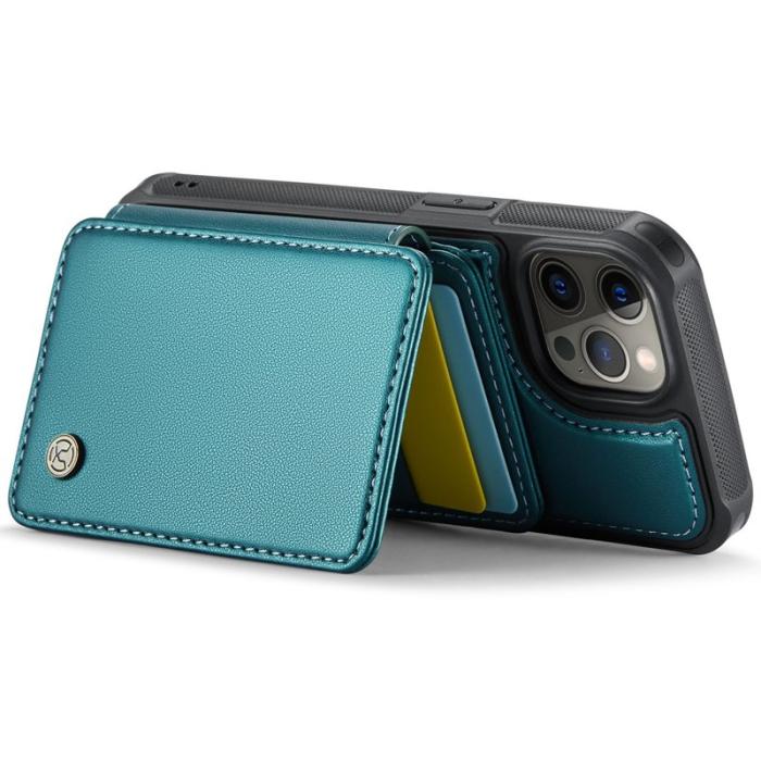 JEEHOOD - JEEHOOD J05 iPhone 12 Pro Max Skal Läder med Magnetficka Cyan