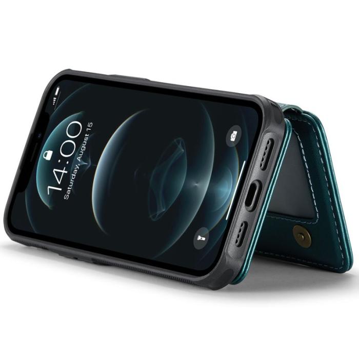 JEEHOOD - JEEHOOD J05 iPhone 12 Pro Max Skal Läder med Magnetficka Cyan