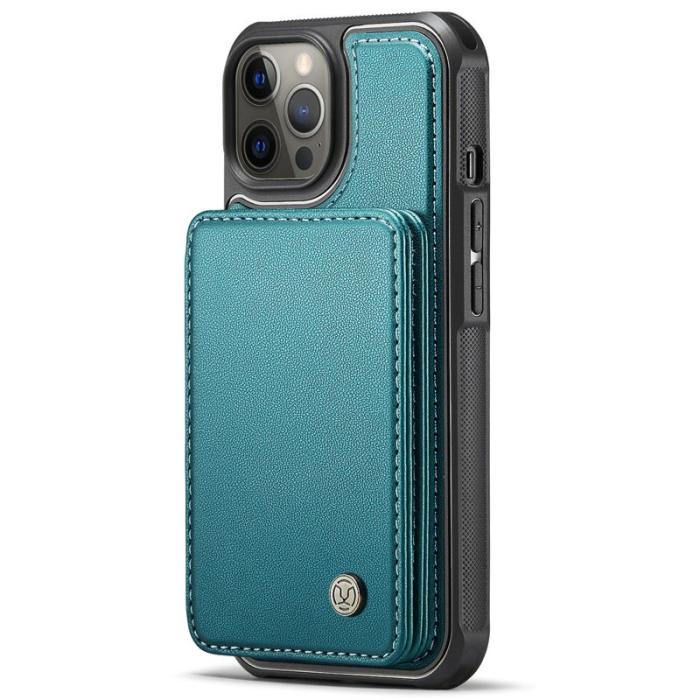 JEEHOOD - JEEHOOD J05 iPhone 12 Pro Max Skal Läder med Magnetficka Cyan