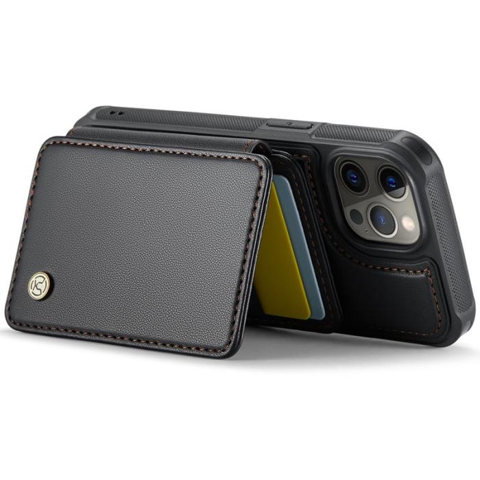 JEEHOOD - JEEHOOD J05 iPhone 12 Pro Max Skal Läder med Magnetficka - Svart