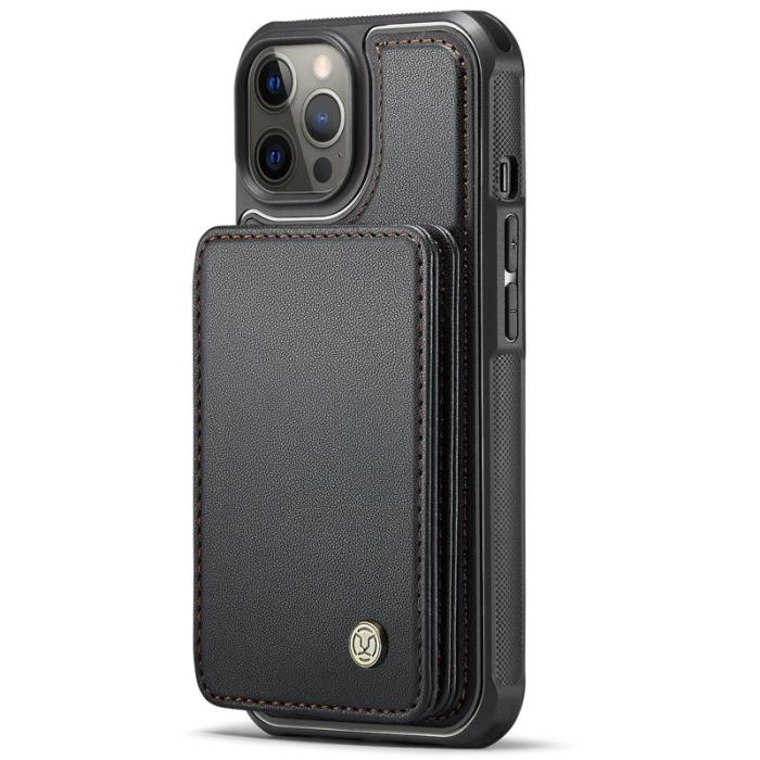 JEEHOOD - JEEHOOD J05 iPhone 12 Pro Max Skal Läder med Magnetficka - Svart