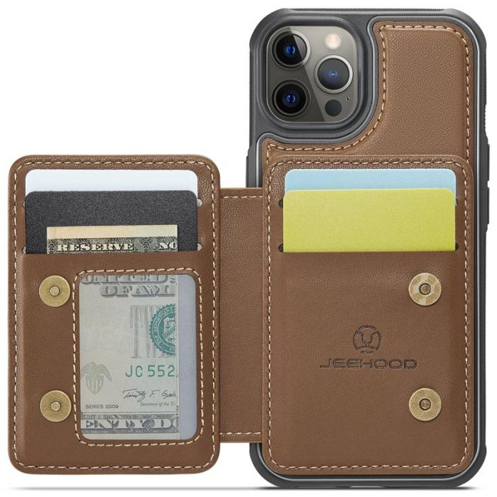 JEEHOOD - JEEHOOD J05 iPhone 12 Pro Max Skal Läder Mobilfodral Brun