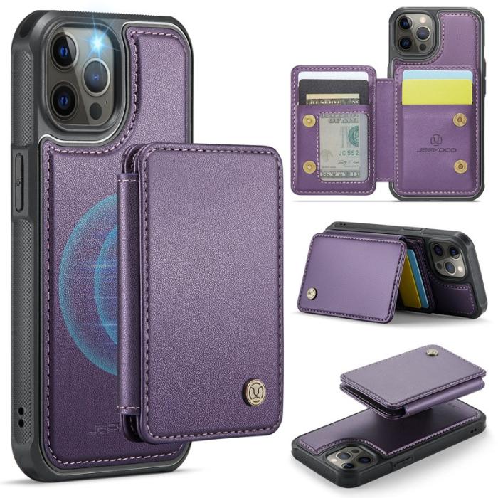 JEEHOOD - JEEHOOD J05 iPhone 12 Pro Max Skal Läder Mobilfodral Lila