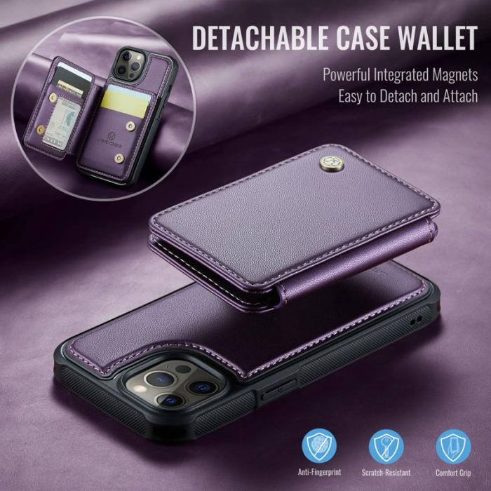JEEHOOD - JEEHOOD J05 iPhone 12 Pro Max Skal Läder Mobilfodral Lila