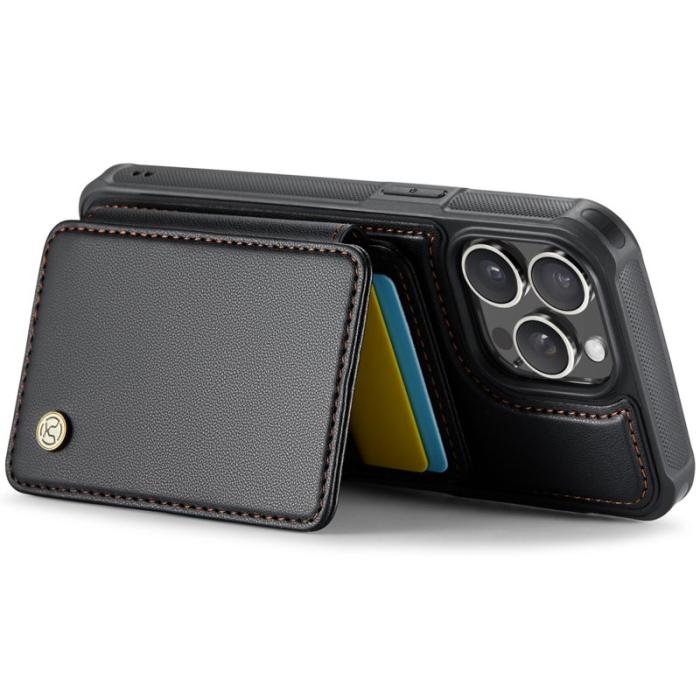 JEEHOOD - JEEHOOD J05 iPhone 13 Pro Max Skal Läder med Magnetficka - Svart