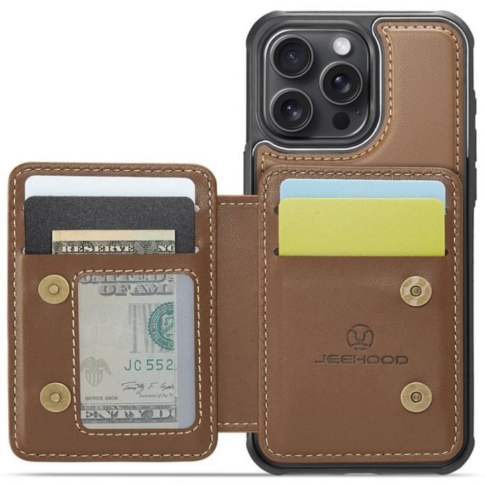 JEEHOOD - JEEHOOD J05 iPhone 13 Pro Max Skal Läder Mobilfodral Brun