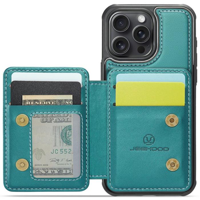 JEEHOOD - JEEHOOD J05 iPhone 13 Pro Max Skal Läder Mobilfodral Cyan