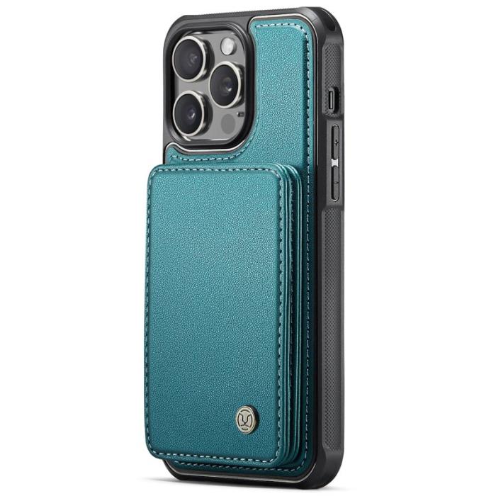 JEEHOOD - JEEHOOD J05 iPhone 13 Pro Max Skal Läder Mobilfodral Cyan