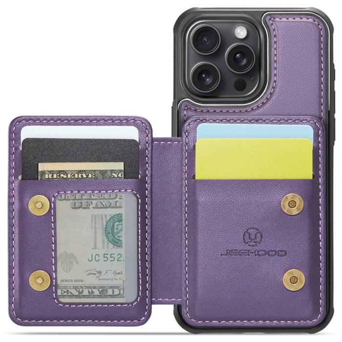 JEEHOOD - JEEHOOD J05 iPhone 13 Pro Max Skal Läder Mobilfodral Lila